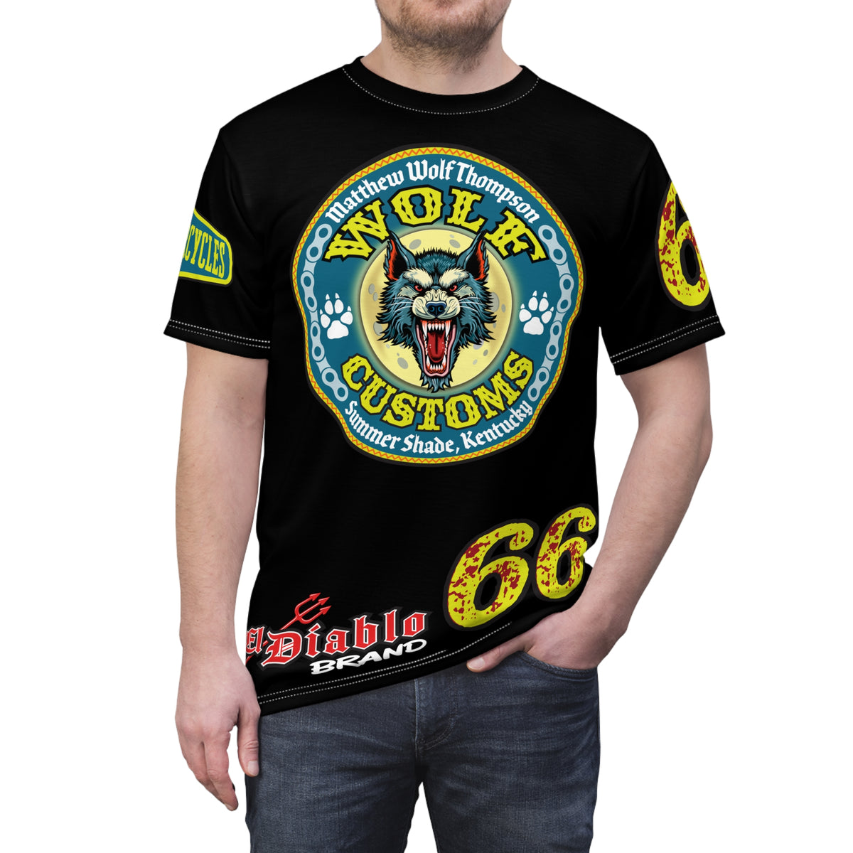 MWT Wolf Customs '66 Graphic Super  Tee — Retro Motorcycle Club Shirt The Best Biker Riding Tee EVER !!!