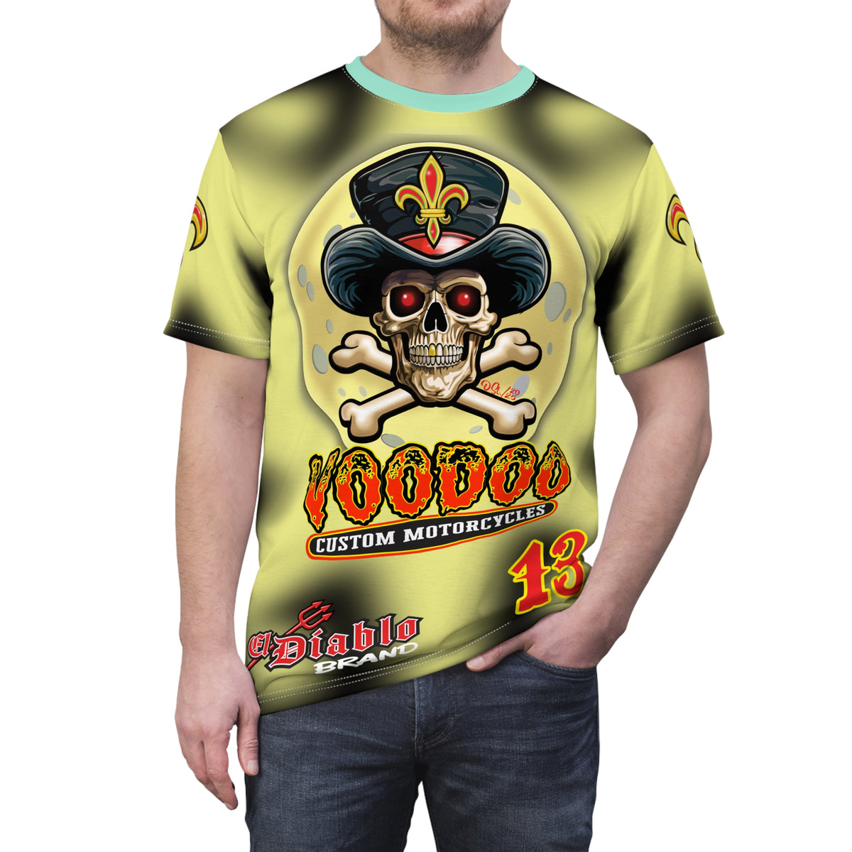 Voodoo Custom Motorcycles HIVIZ TYE DYE BLAST SUPER RIDING TEE - Look Cool, Ride Cool jn our Finest Biker Riding Tee