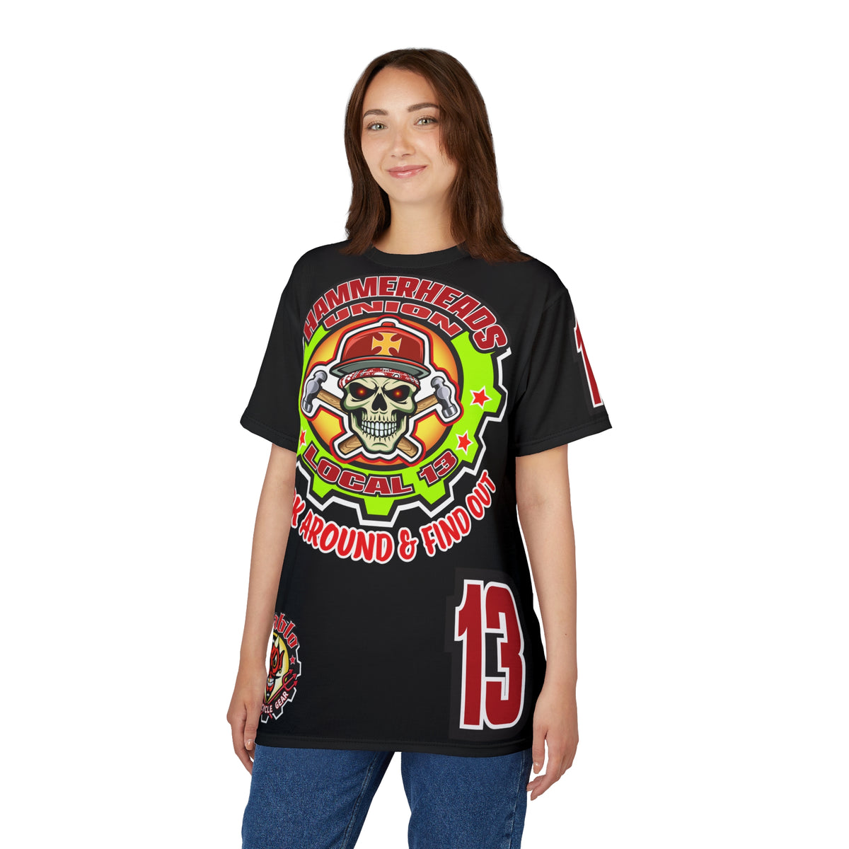 Hammerheads Union Local 13 (FAFO Version) HiViz Super Tee - Rough Tough Bad Attitude Motorcycle Riding Tee