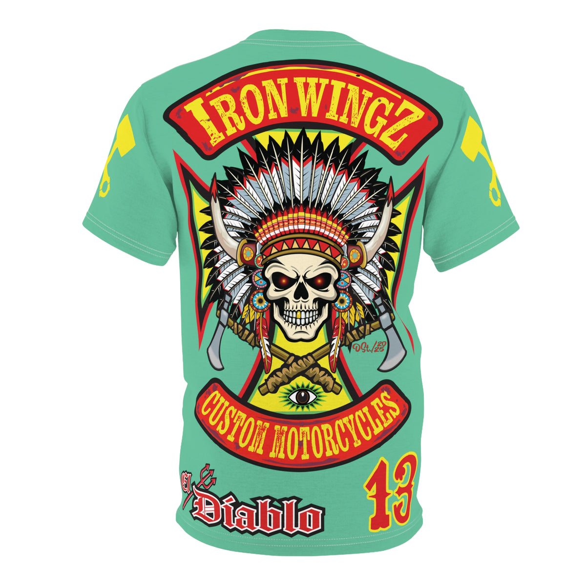 Iron WingZ Customs HIviz Graphic Super Tee, Edgy Streetwear, Customized Apparel, Gift for Bikers