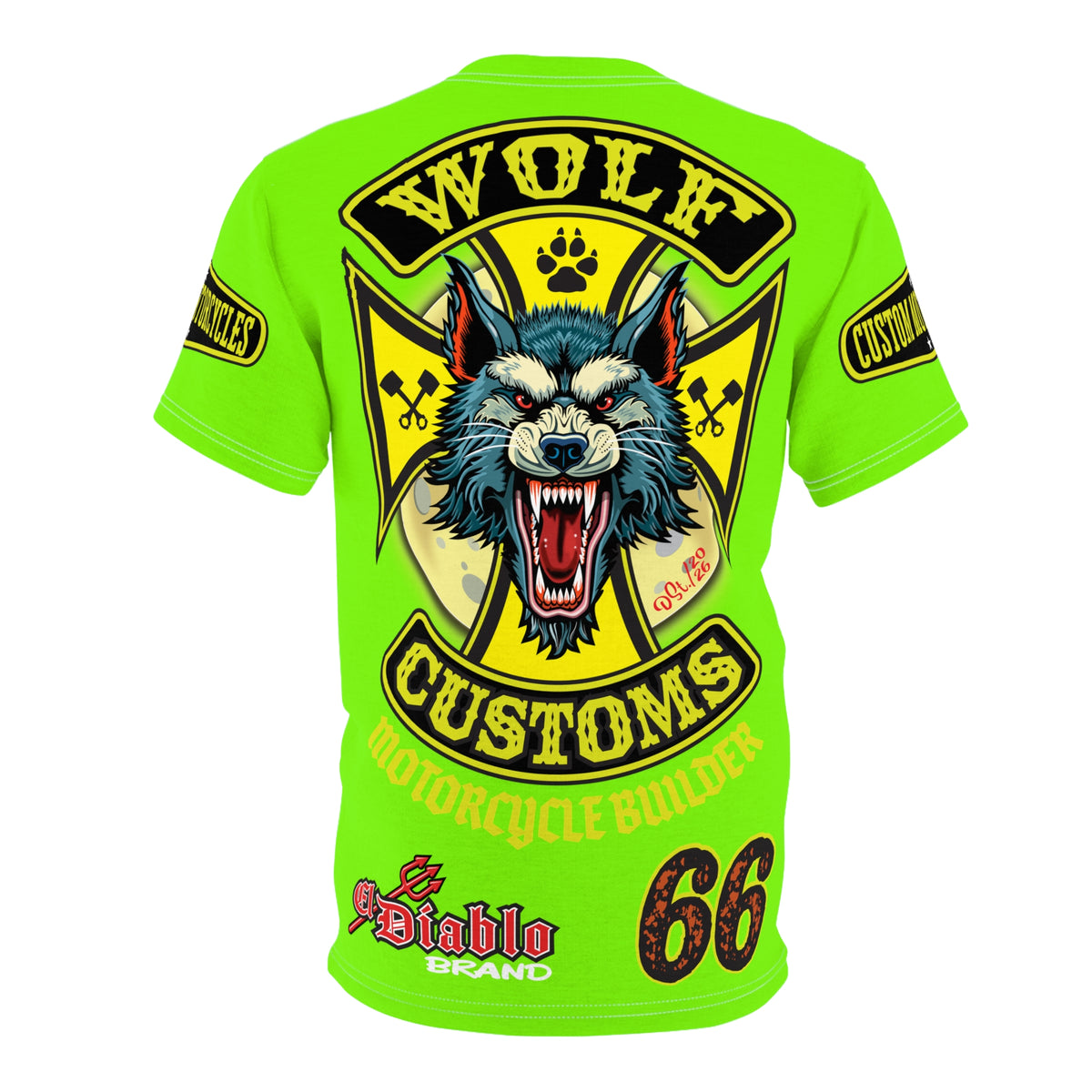 Very Special MWT Wolf Customs 66  Lumina HiViZ Super Riding Tee — Retro Motorcycle Club Shirt, The Best Biker Riding Tee EVER !!!