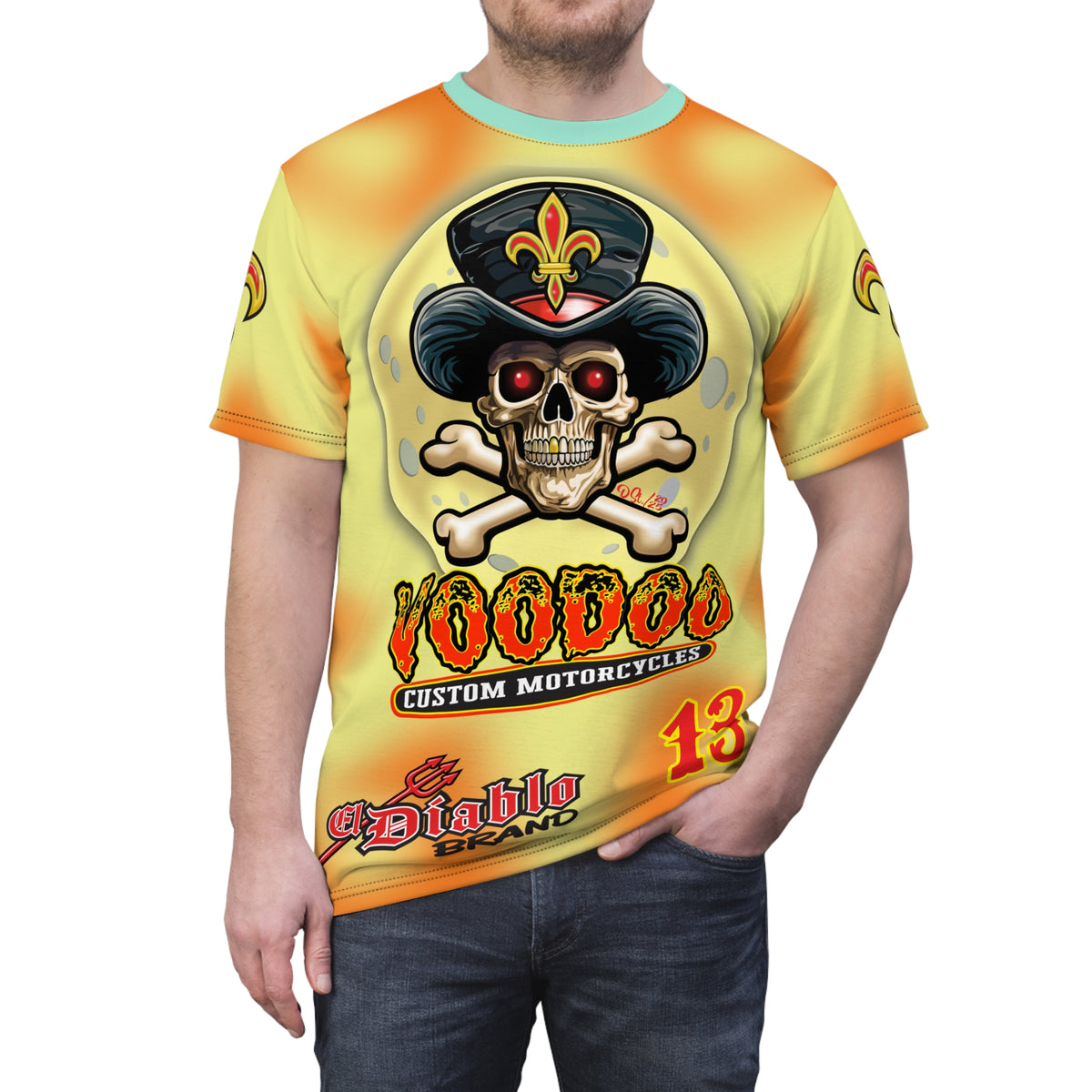 Voodoo Custom Motorcycles HIVIZ TYE DYE BLAST SUPER RIDING TEE - Look Cool, Ride Cool jn our Finest Biker Riding Tee