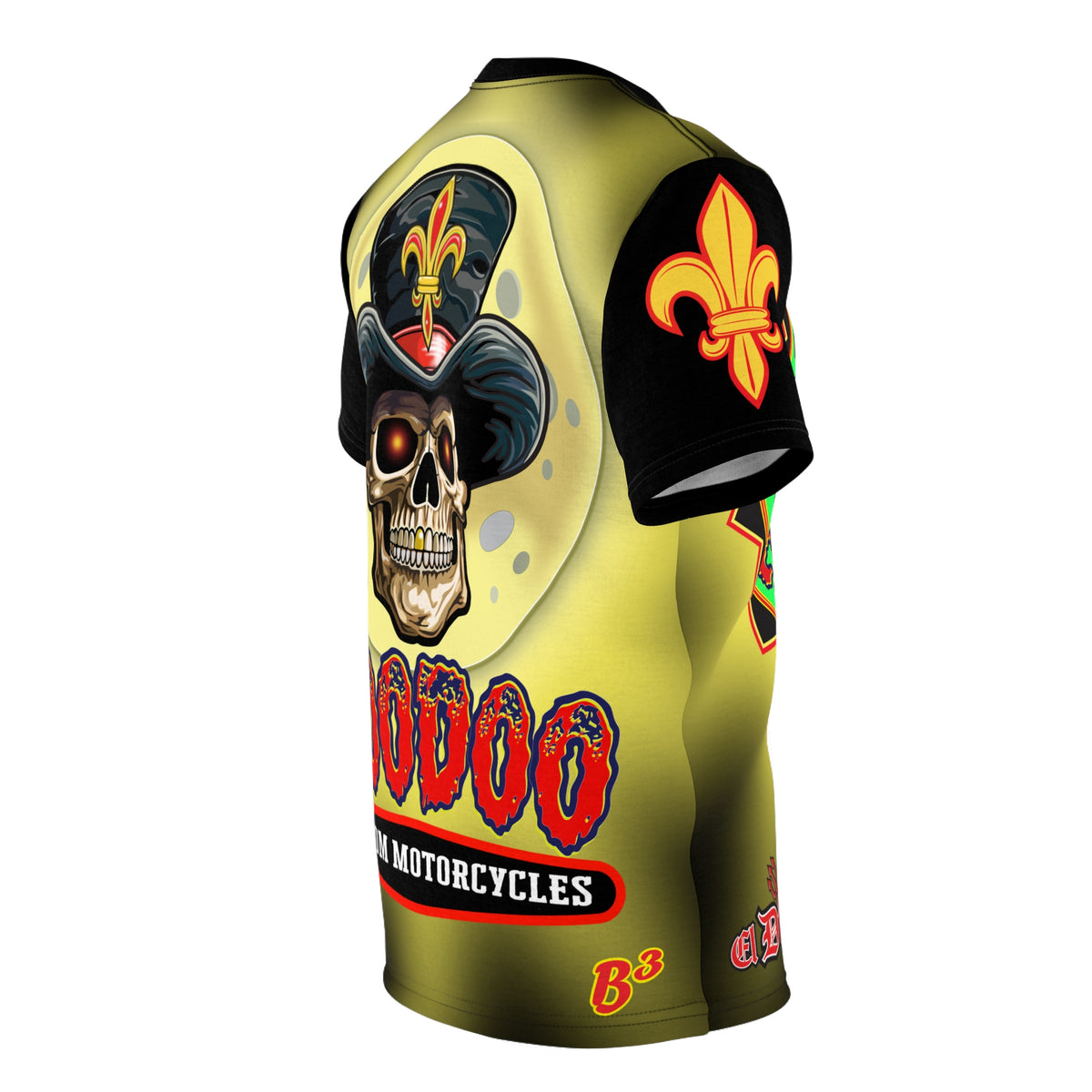 VooDoo Customs Tie Dye Black & Yelo Blast HiViz Super Tee for Harley Riders