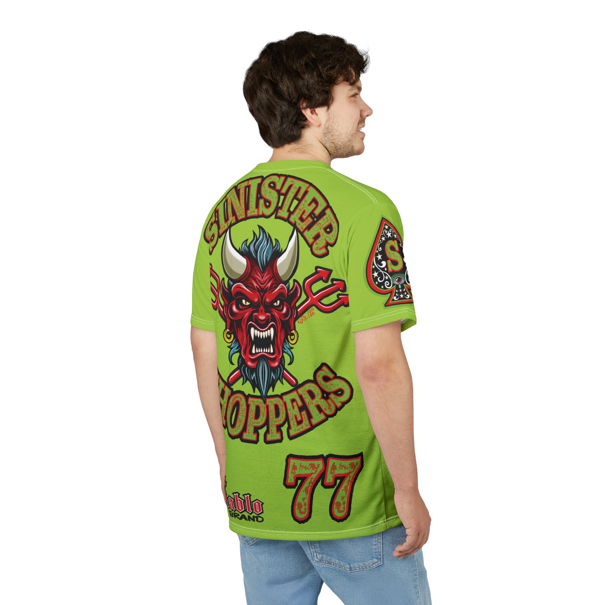 SRT Sinister Choppers HIVIZ GREEN SPECIAL SUPER RIDING TEE— Ride Cool, Look Cool in our Best Super Tee