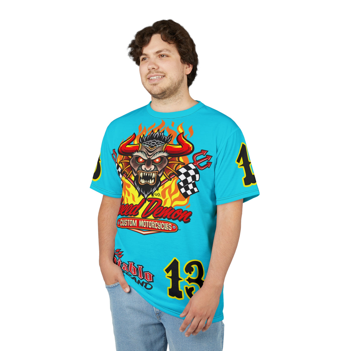Speed Demon Customs Ice Blue Super Tee — Extreme Edgy Graphics - Bad Attitude Custom Biker Riding Gear