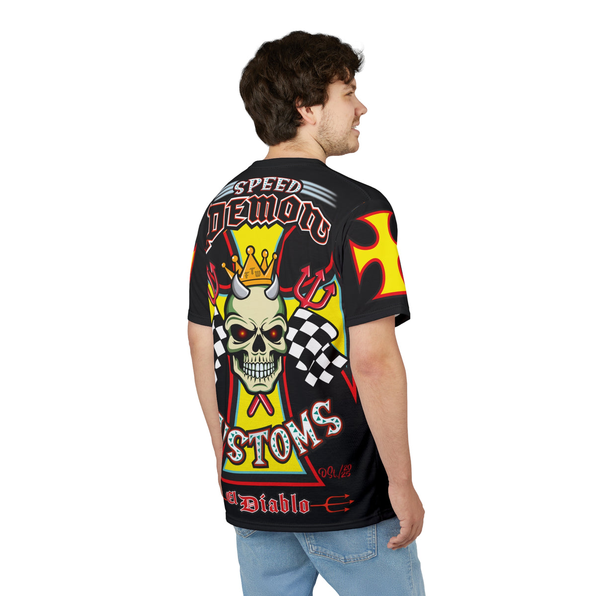 Speed Demon King of Speed Super Tee- Edgy Skull Flame Design for Bikers & Rebels