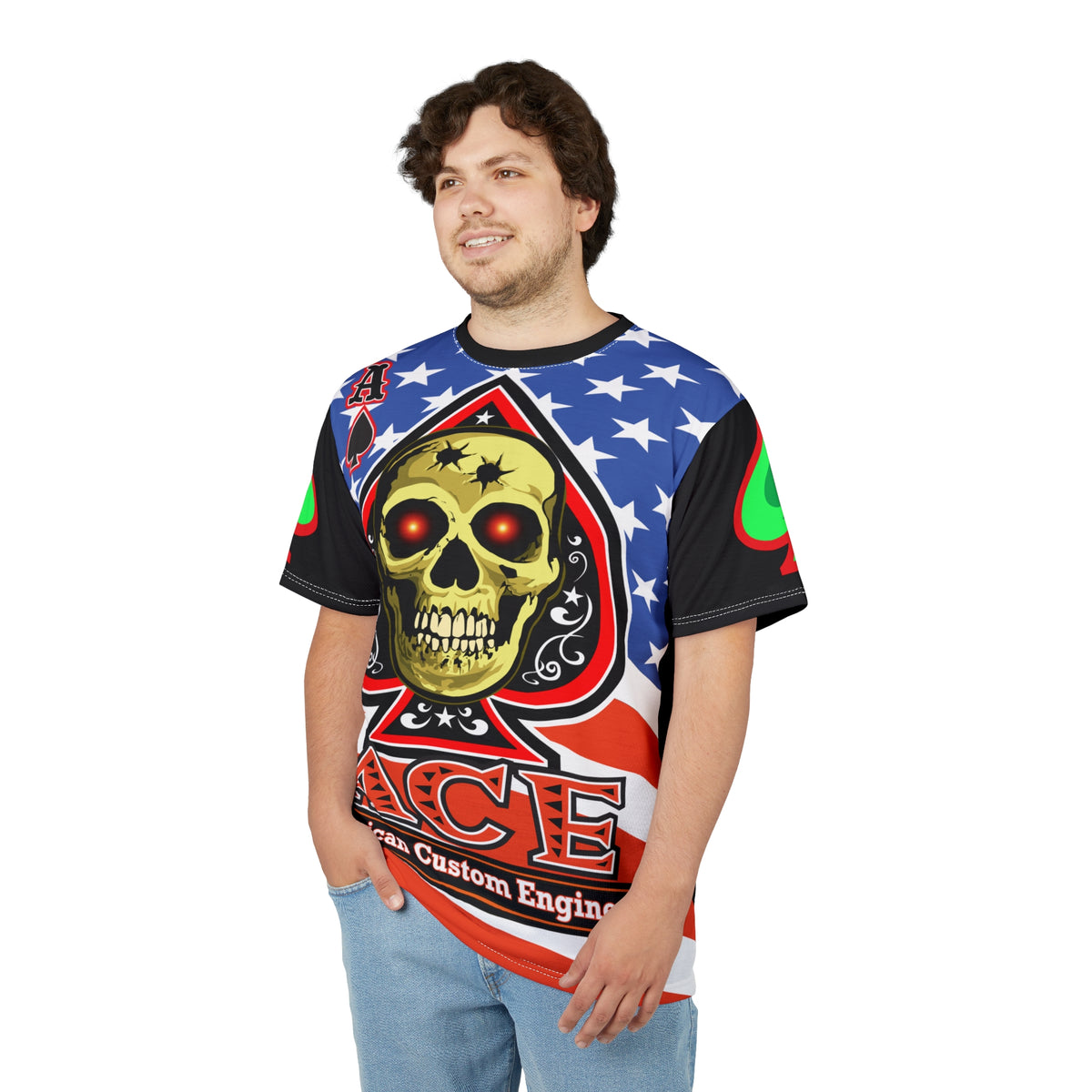 American Custom Engines ACE Americana Cut - Special Lumina Green  Ace of Spades Death Card High visibility Graphics