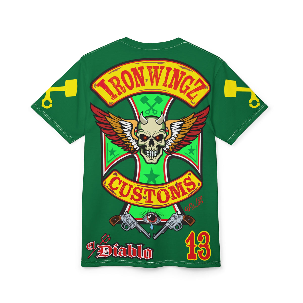 Iron WingZ Customs HIviz Graphic Super Tee, Edgy Streetwear, Customized Apparel, Gift for Bikers