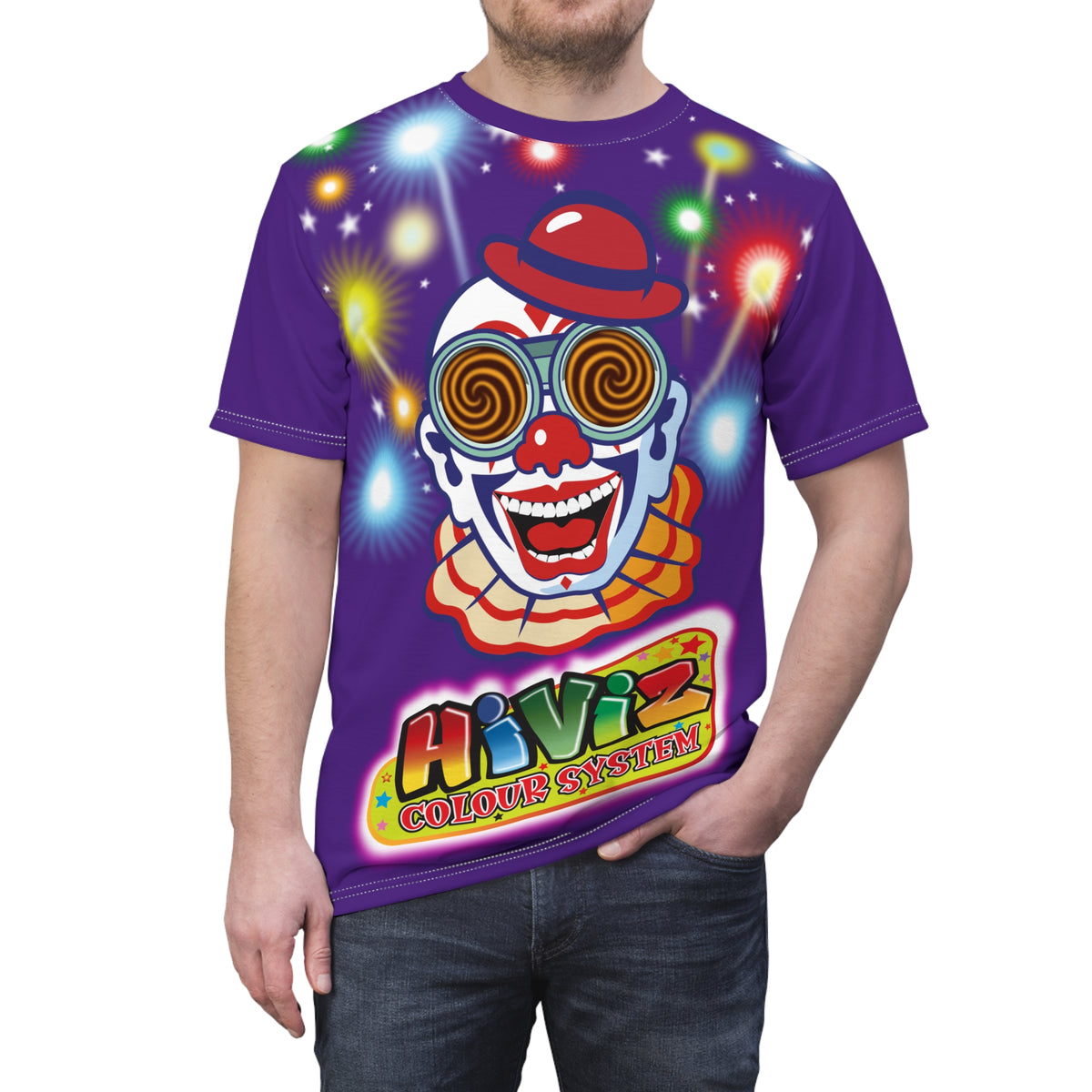 HiViz Clown Graphic Tee — Neon Festival Rave Shirt