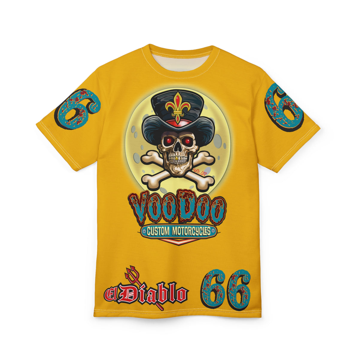 Voodoo Custom Motorcycles Unisex HiViz Tee, Edgy Graphic Shirt, Motorcycle Apparel, Skull T-Shirt, Perfect for Bikers