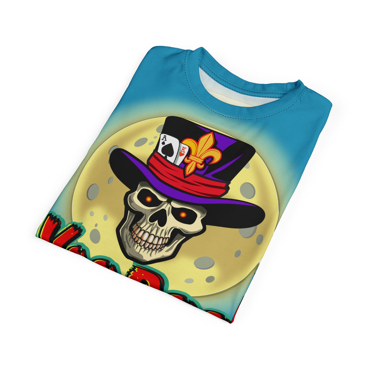 VooDoo Custom Motorcycles Electric Blue HiViz Graphics Biker Tee