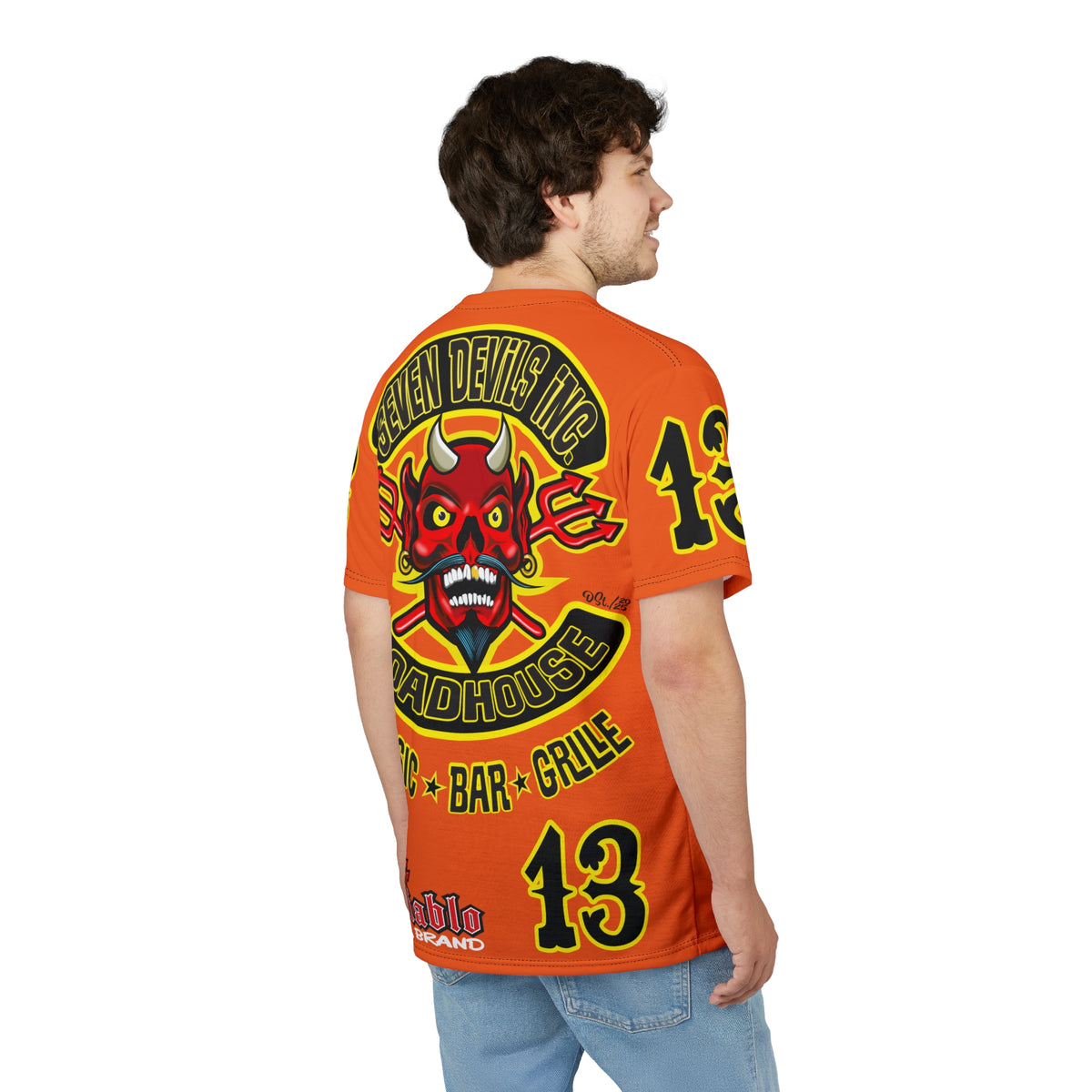Seven Devils Inc. Roadhouse Black on Black Super Tee — Extreme Edgy Graphics - Bad Attitude Custom Biker Riding Gear