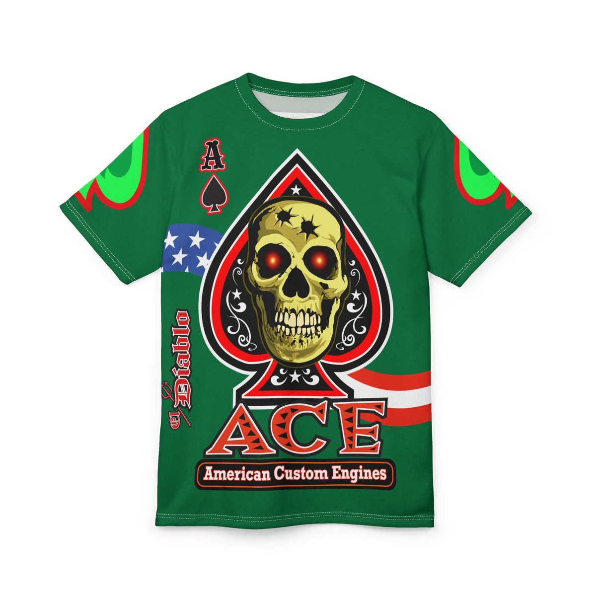 American Custom Engines ACE - Special Lumina Green  Ace of Spades Death Card High visibility Graphics