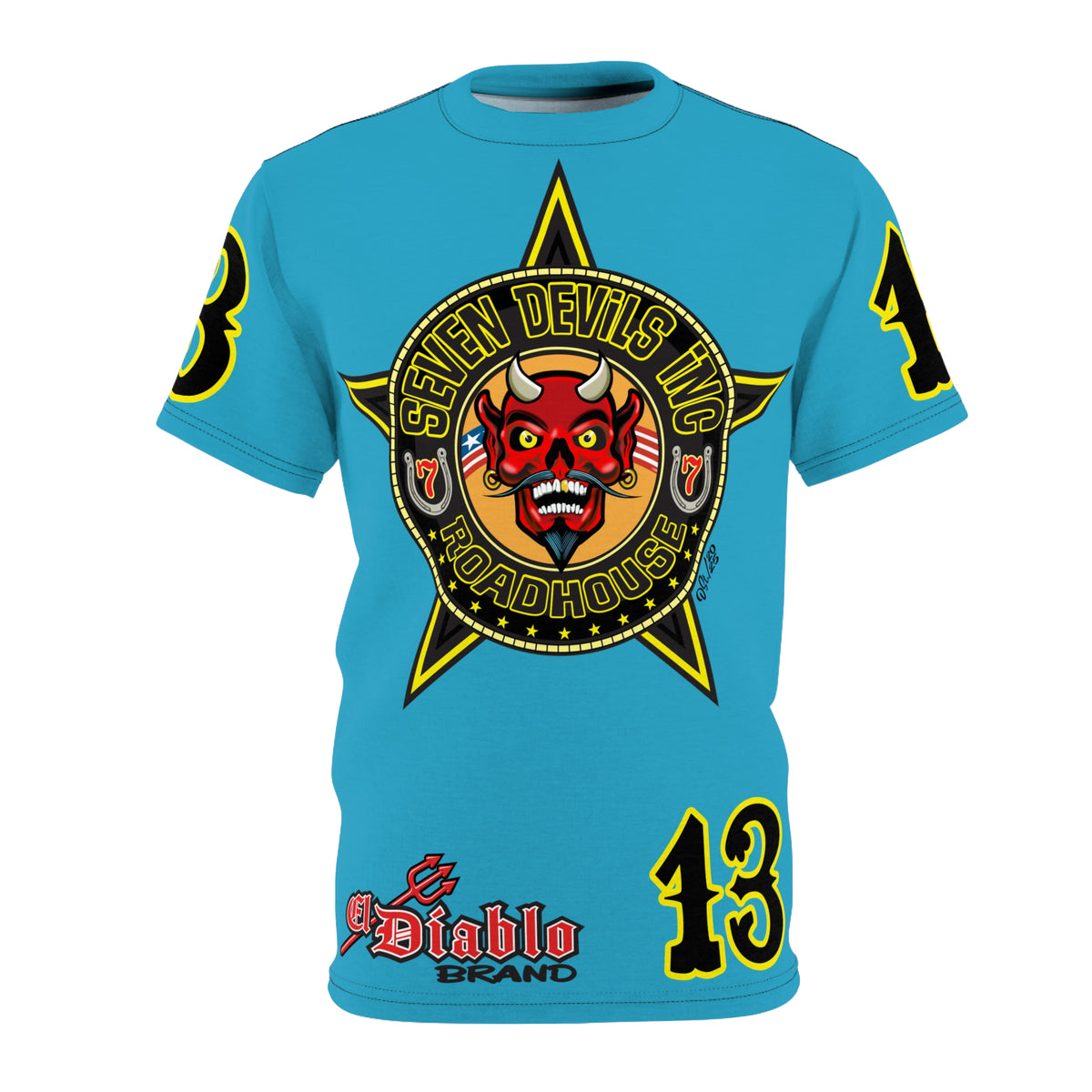 Seven Devils Inc. Roadhouse Bad in  Black Super Tee — Extreme Edgy Graphics - Bad Attitude Custom Biker Riding Gear