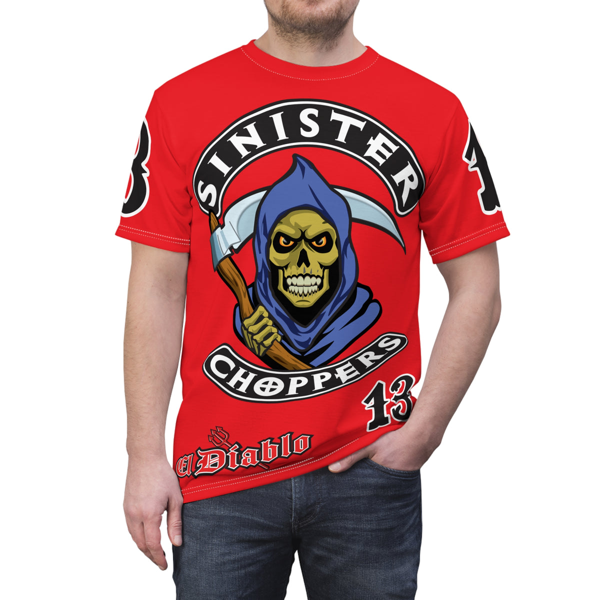 Sinister Choppers Reaper HiViz Super Tee - Unisex Skull Design for Bikers