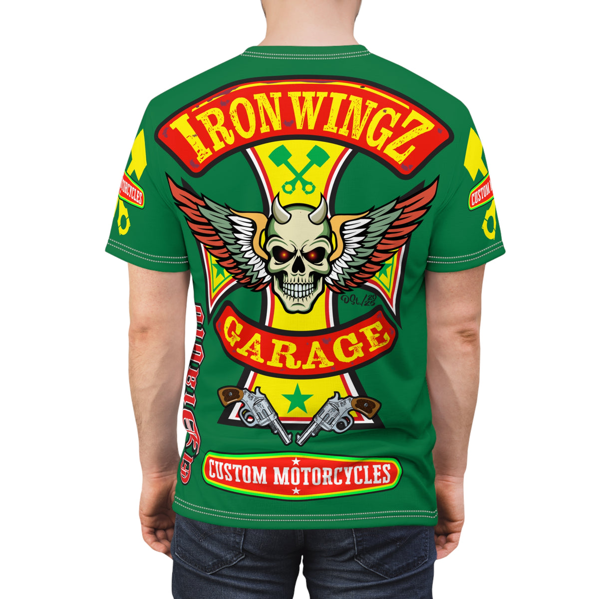 Iron Wingz Garage HiViz Super Tee, Rockabilly Style Shirt, Badass Fashion Top, Perfect Gift for Bikers