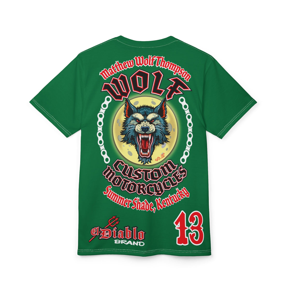 MWT Wolf Custom Motorcycles Super Tee — Viciously Cool High Performance Motorcycle Riding Shirt