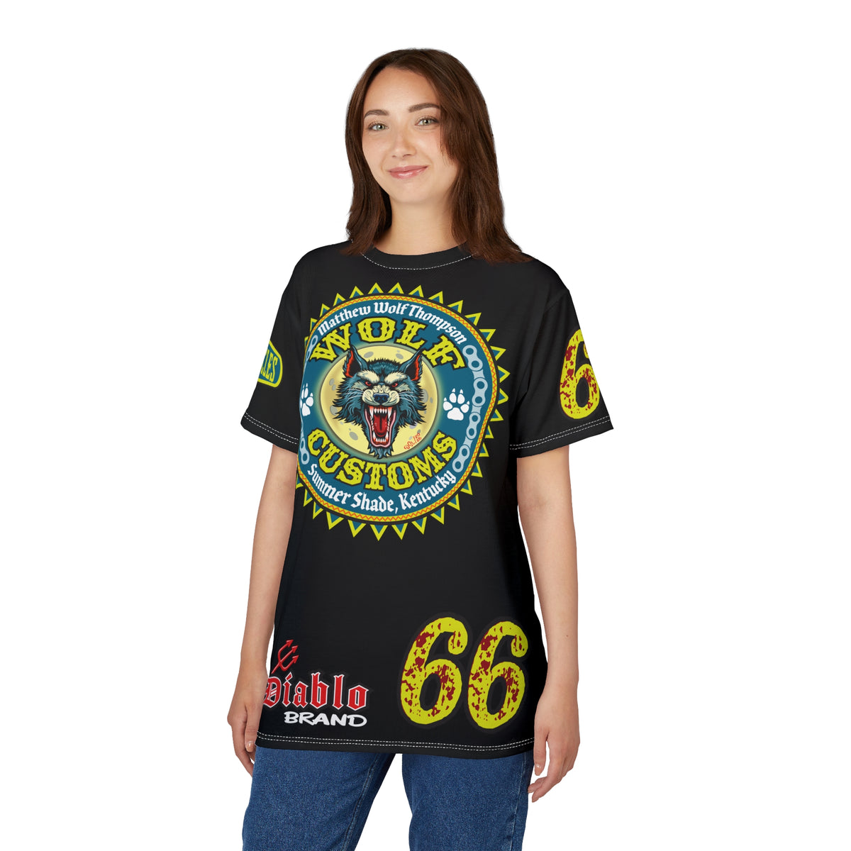 MWT Wolf Customs '66 Graphic HiViZ Super Tee — Retro Motorcycle Club Shirt, The Best Biker Riding Tee EVER !!!