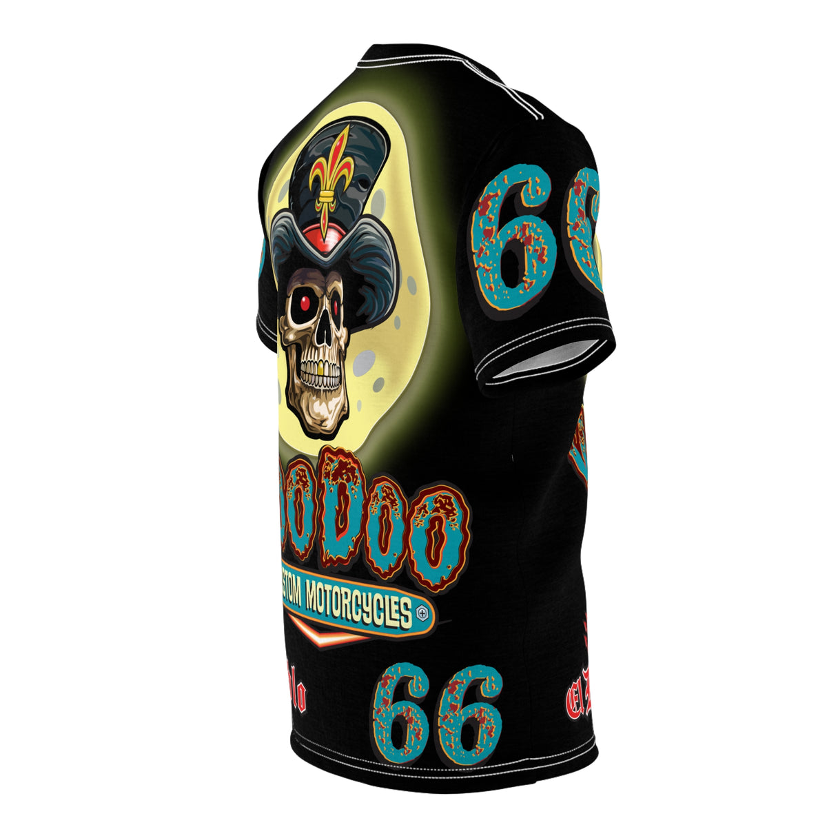 Voodoo Custom Motorcycles Unisex HiViz Tee, Edgy Graphic Shirt, Motorcycle Apparel, Skull T-Shirt, Perfect for Bikers