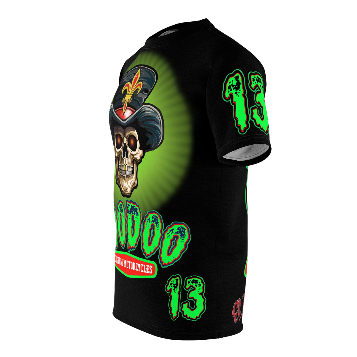 Voodoo Lucky 13 Motorcycle HiViz Super Tee, Unique Graphic Tee, Custom Riding Apparel