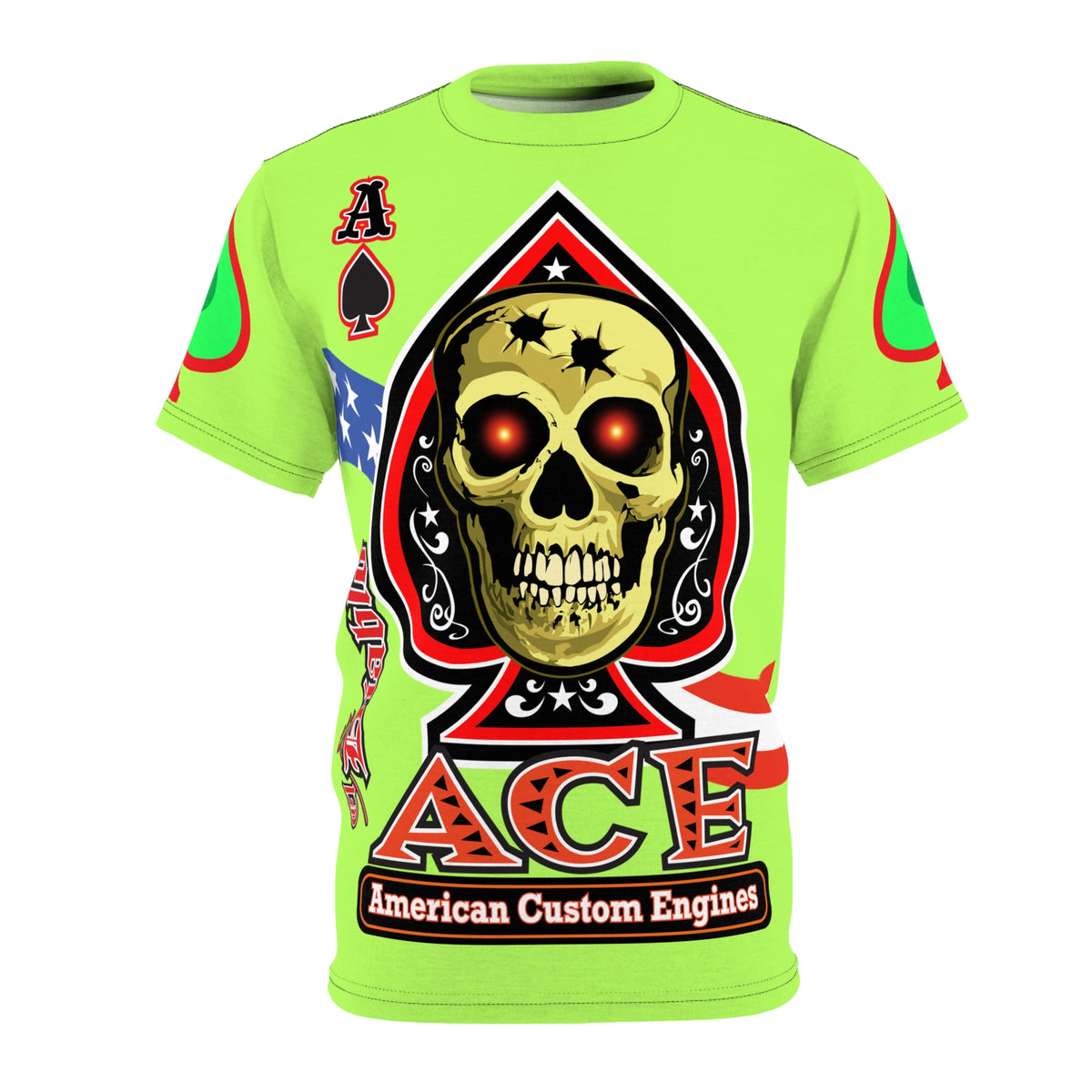 American Custom Engines ACE - Very Special Lumina Green  Ace of Spades Death Card High visibility Graphics