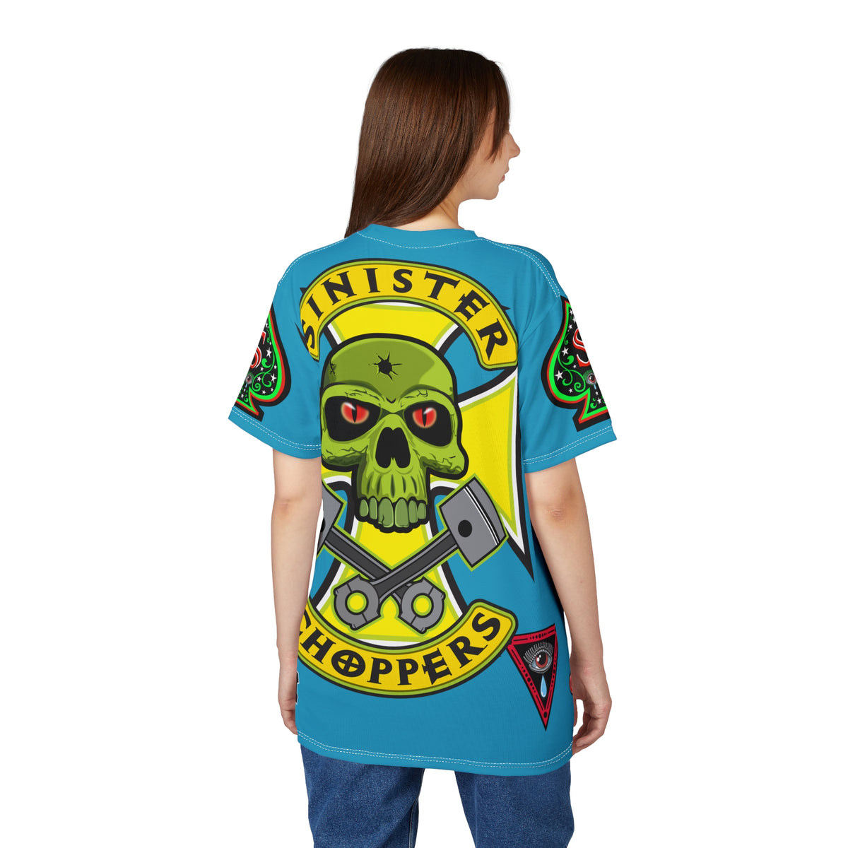 Sinister Choppers Electric Blue Spectacular Road Warrior Super Tee