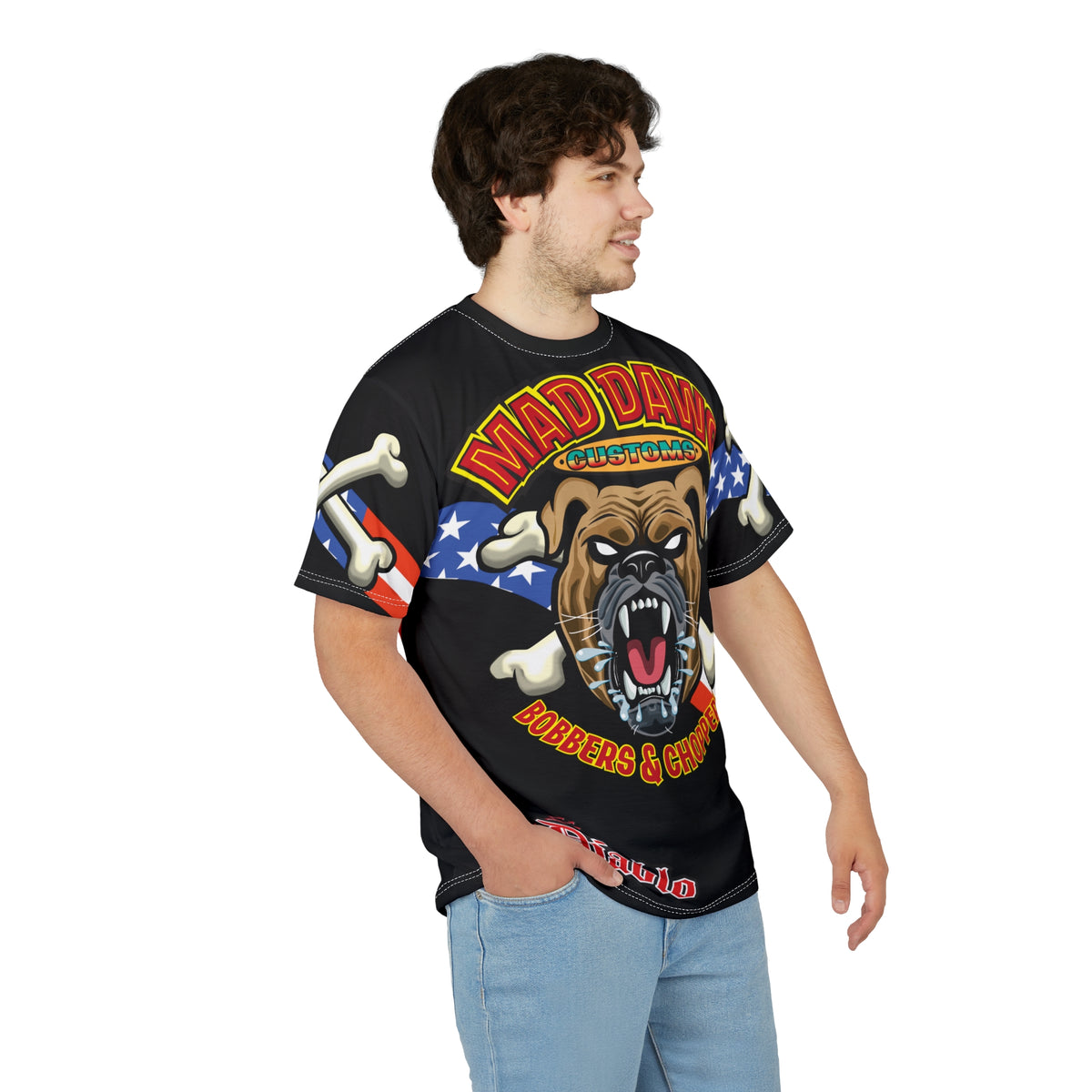 Mad Dawg Customs Americana, Edgy Motorcycle Apparel, HiViz Custom Riding TEE, Rebel Fashion, Biker Style