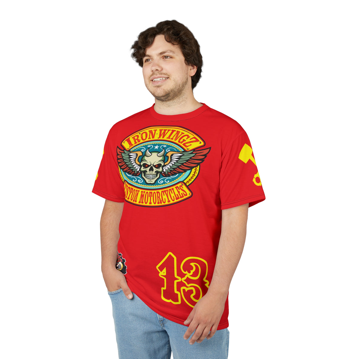 SRT Iron WingZ Custom Motorcycles Graphic Super Riding Tee, Edgy Streetwear, Customized Apparel, Gift for Bikers