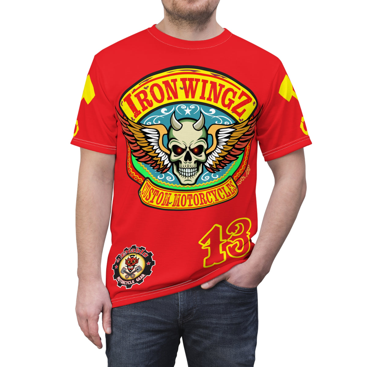 Iron WingZ Customs HIviz Graphic Super Tee, Edgy Streetwear, Customized Apparel, Gift for Bikers