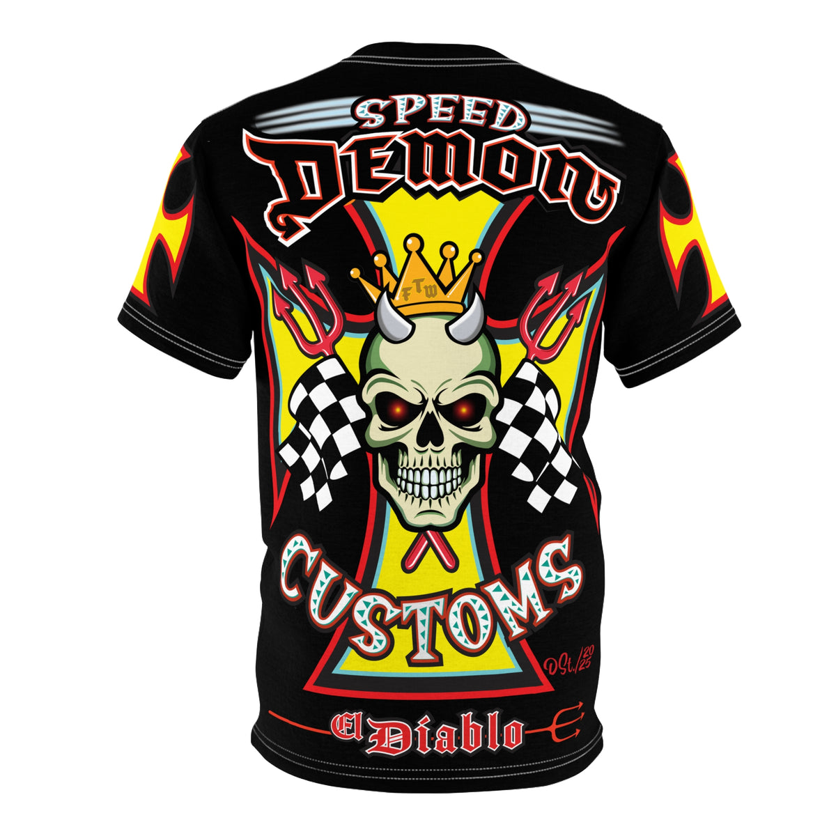Speed Demon King of Speed Super Tee- Edgy Skull Flame Design for Bikers & Rebels