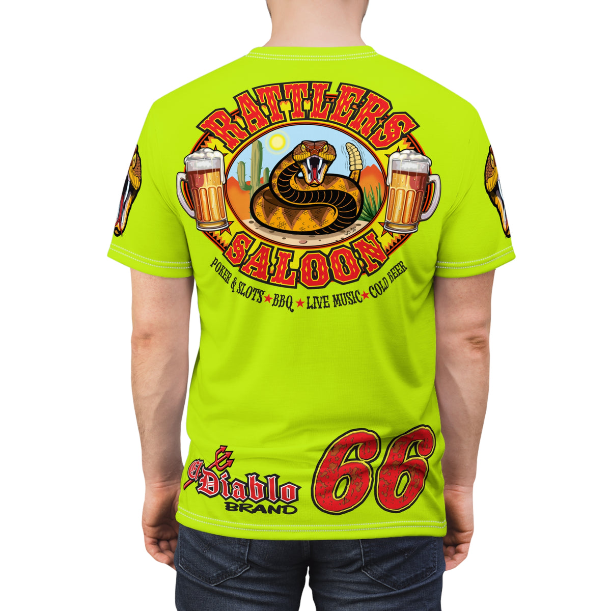 VERY Special Rattlers Saloon  BADAZZ HIVIZ SUPER RIDING TEE — Vintage Biker 66 Graphic Shirt