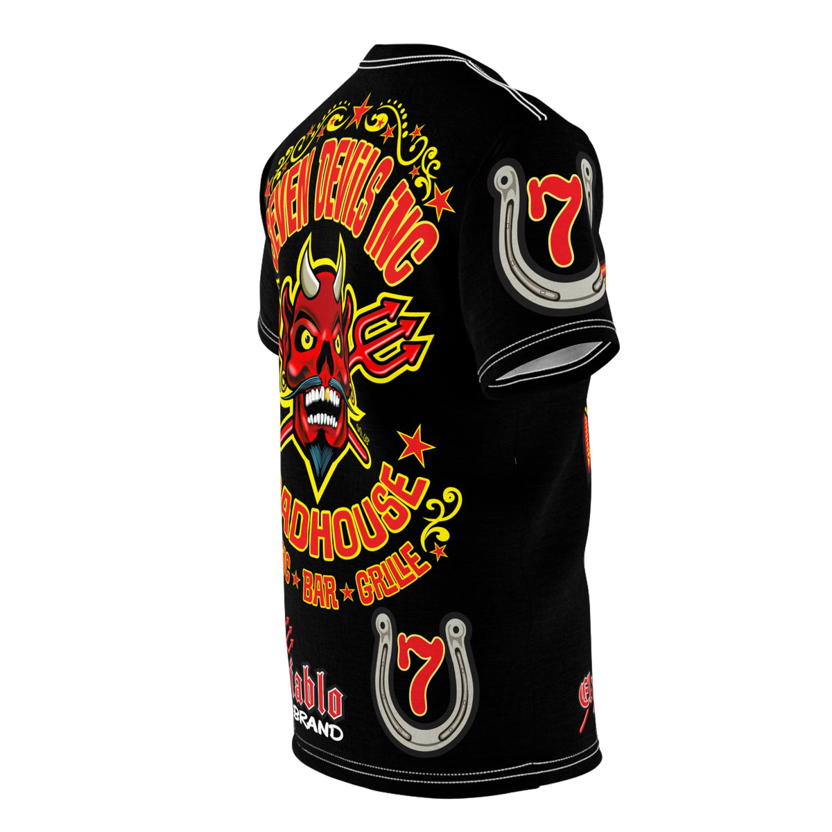 Seven Devils Road House (LIMITED EDITION) Custom Super Riding Tee - Retro Devil Style Graphic Style