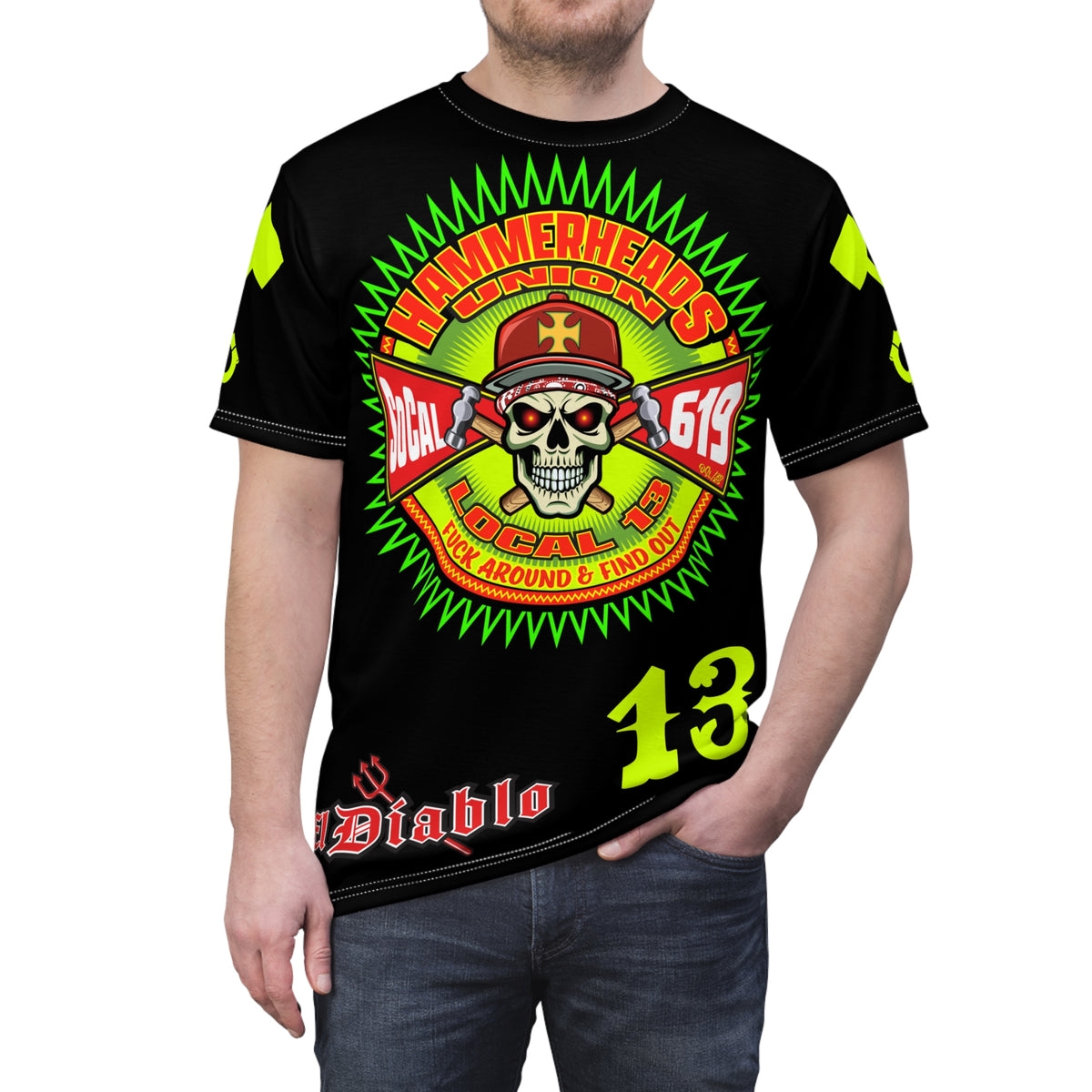 Hammerheads Union Local 13 -  SoCal 619 Special Edition - Custom HiViz Motorcycle Riding Tee Shirt _ Super Comfort and Fit